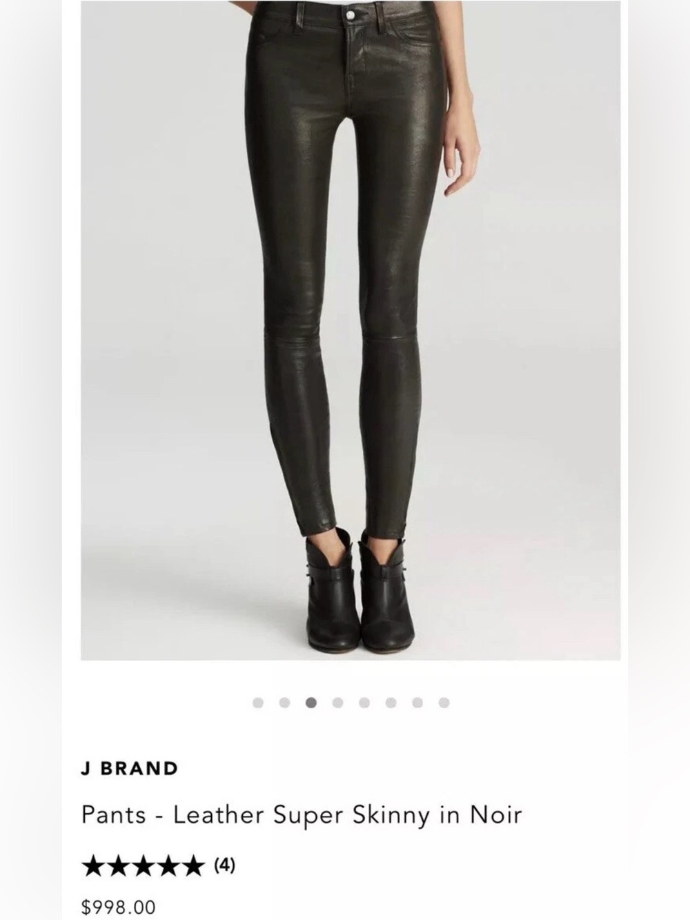 J Brand Lamb Leather Slim Pants Noir Black Ankle Zip Goth Indie Sleeze US 29